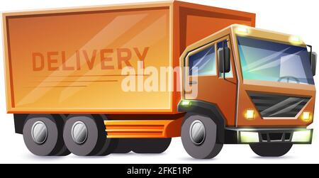 Vector cartoon style delivery track isolated on white. Stock Vector