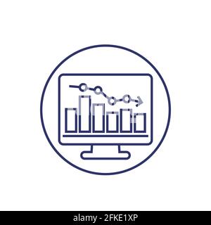 recession or economic decline line icon, vector Stock Vector