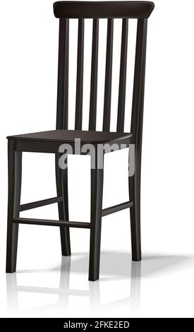 Vector 3d realistic wooden chair. Isolated on white background. Stock Vector