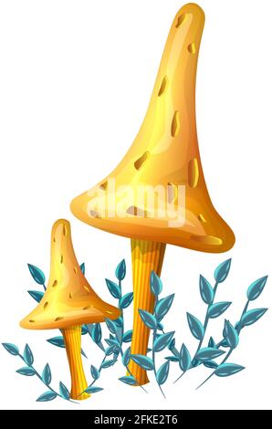 cartoon style magic fantasy mushroom, isolated on white background. For web, video games, user interface, design printing. Stock Vector
