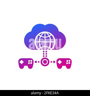 Cloud gaming icon on white Royalty Free Vector Image