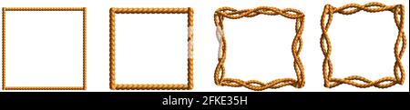 collection of realistic frames made of wavy ropes. Stock Vector