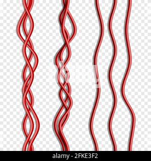 Vector realistic seamless red cables isolated on white. Stock Vector