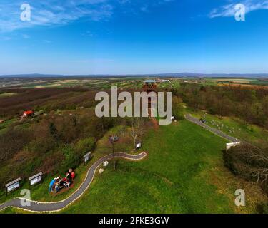Kossuth lookout tower in hungary near by lake Balaton. This scenic place is on the halom hill Stock Photo