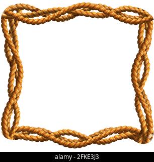 Vector realistic frame made of wavy ropes isolated. Stock Vector