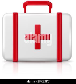 Vecotr First aid help bag, isolated on white background. Stock Vector