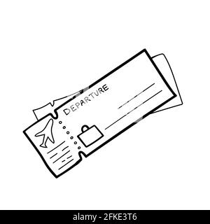Plane tickets doodle style vector ilustration icon Stock Vector