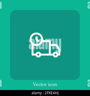 delivery truck vector icon linear icon.Line with Editable stroke Stock Vector