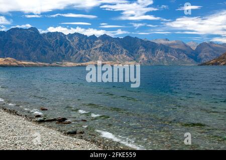 View of the Remarkables mountain range in New Zealand Stock Photo