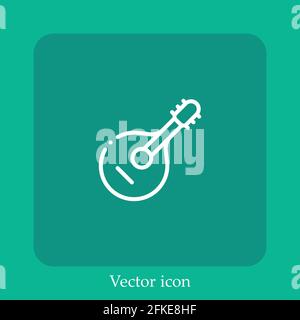 mandolin vector icon linear icon.Line with Editable stroke Stock Vector