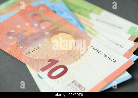 Euro close-up. Money macro. Cash. European currency. Stock Photo