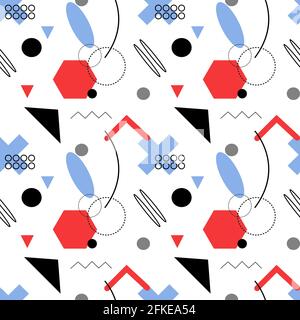 Geometric vector pattern with red and white.  Stock Vector