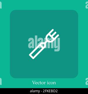 fork vector icon linear icon.Line with Editable stroke Stock Vector