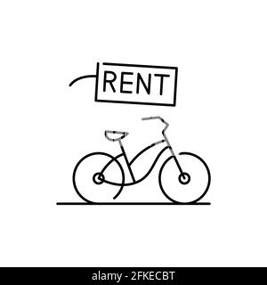 Bicycle rental olor line icon. Pictogram for web page, mobile app, promo. UI UX GUI design element. Editable stroke. Stock Vector