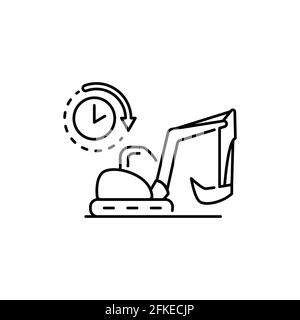 Excavator rental olor line icon. Pictogram for web page, mobile app, promo. UI UX GUI design element. Editable stroke. Stock Vector