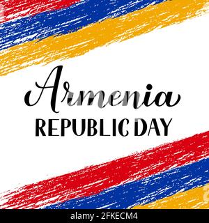 Armenia Republic Day calligraphy hand lettering. Armenian holiday celebrated on May 18. Vector template for typography poster, banner, greeting card, Stock Vector