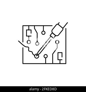 Soldering olor line icon. Pictogram for web page, mobile app, promo. UI UX GUI design element. Editable stroke. Stock Vector