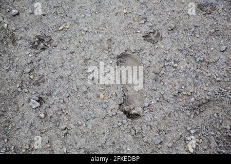Footprint in top view soil ground Stock Photo