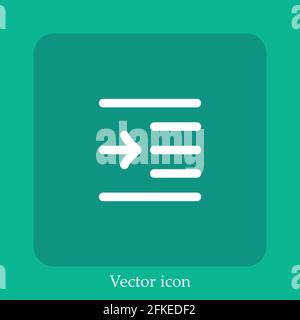 left indent vector icon linear icon.Line with Editable stroke Stock Vector