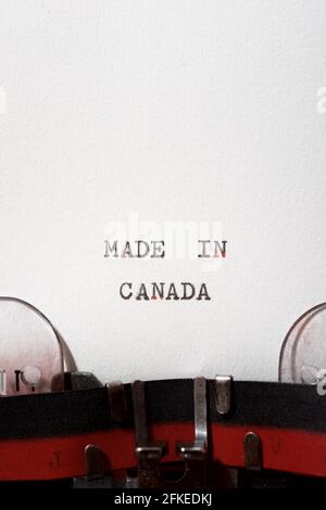 Made in Canada phrase written with a typewriter. Stock Photo