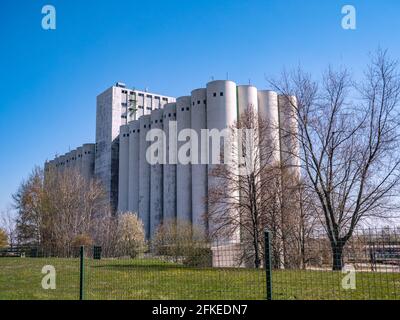 Large feed silo in agriculture Stock Photo