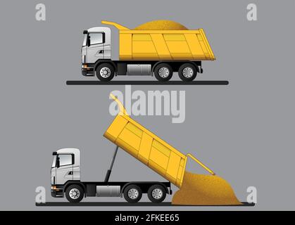 A set of dump trucks Stock Vector