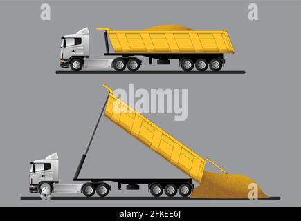 A set of dump trucks with. Stock Vector