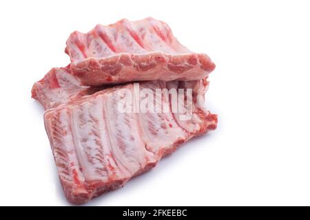 raw spareribs isolated on a white background Stock Photo