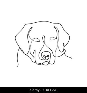 Dog Lab breed single line vector illustration. Labrador retriever art. Dog face continuous line art. Stock Vector