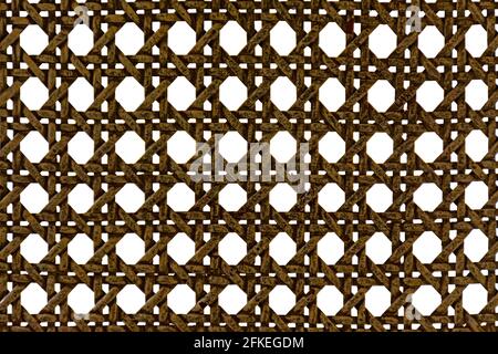 Wicker pattern woven in geometric shapes with a white background Stock Photo