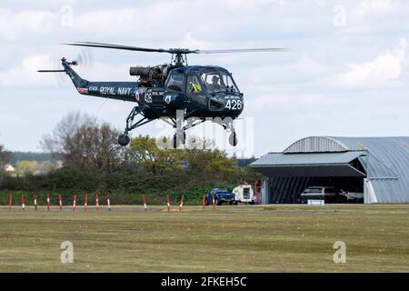 North Weald Airfield, Essex, Westland Wasp-First Generation Anti-Submarine Helicopter Ex Royal Navy, hovers Stock Photo