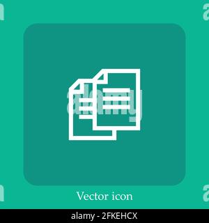 duplicate vector icon linear icon.Line with Editable stroke Stock Vector