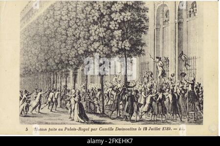 Camille Desmoulins faisant une motion au Palais Royal le 12 juillet 1789 Stock Photo