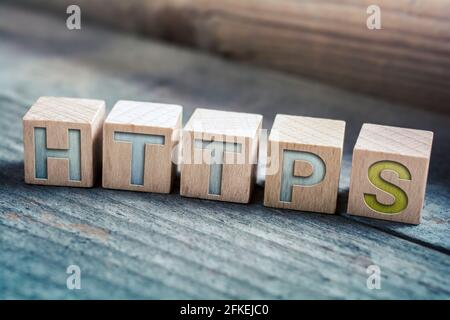 HTTPS Written On Wooden Blocks On A Floor - Secure Internet Concept Stock Photo