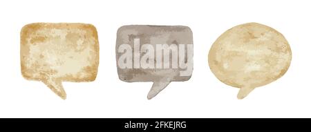 Watercolor speech bubbles isolated over white background. Vector eps 10 Stock Vector