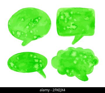 Watercolor green speech bubbles isolated on white background. Vector eps 10 Stock Vector