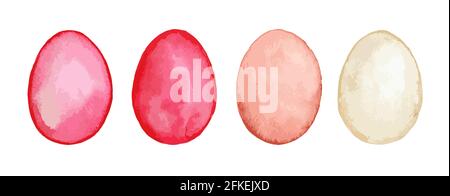 Watercolor easter eggs set isolated on white background. Vector eps 10 Stock Vector