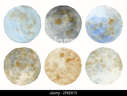 Watercolor circles isolated on white background. Vector eps 10 Stock Vector