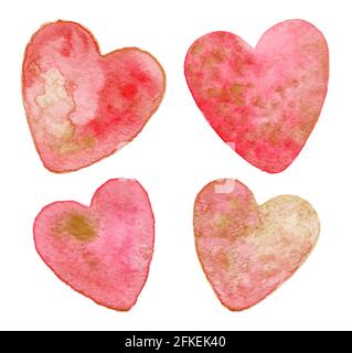 Watercolor pink hearts. Vector eps 10 Stock Vector