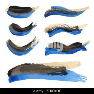 Set of watercolor brush stroke isolated on white background. Vector eps 10 Stock Vector