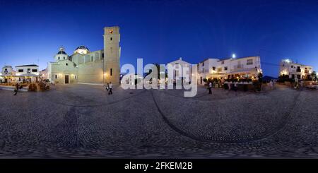 360 degree panoramic view of Church square in the old town of Altea, Alicante province, Spain