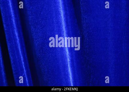 blue velvet fabric in pleats Stock Photo
