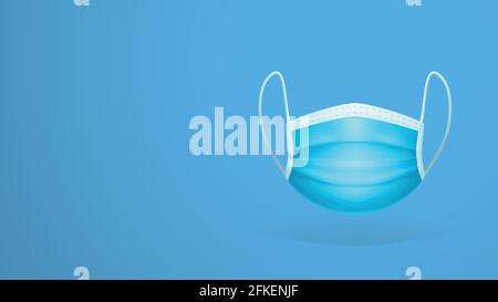front view medical face mask on blue Stock Vector