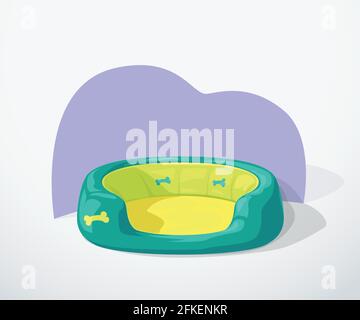cartoon green color dog bed on white Stock Vector