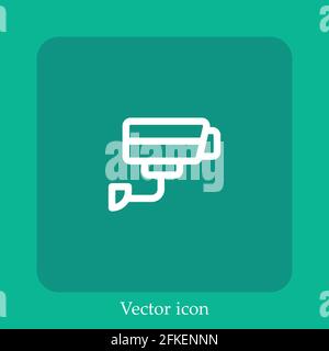 security camera vector icon linear icon.Line with Editable stroke Stock Vector