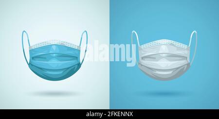 front view medical face masks in set Stock Vector