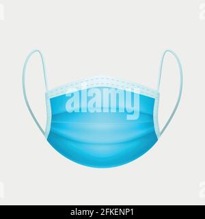 front view to realistic blue face mask Stock Vector