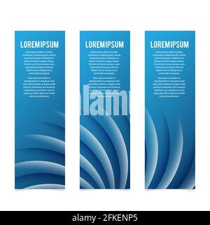 Abstract wavy background. Set of 3 vertical website banner layouts. Modern technology concept. Easy to edit vector template for your design projects. Stock Vector