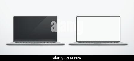 realistic laptop template isolated set on white Stock Vector
