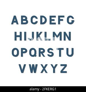 Retro vector alphabet. Bold English letters A-Z with shadow isolated on white. Sans serif font. Latin uppercase symbols. Easy to edit design template Stock Vector